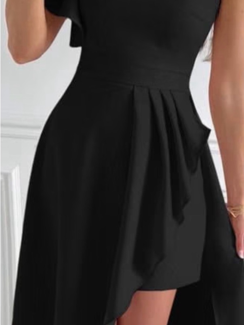 Classic Black Asymmetrical One-Shoulder Dress